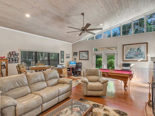 Billiard Table, Game Room, Home Office, Interior, Recessed Lighting, Wooden Ceilings, Wood Texture Flooring