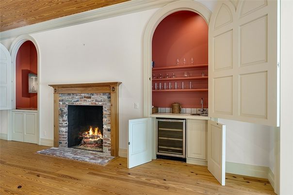Fireplace, Interior, Wood Texture Flooring