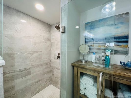 Bathroom, Glass Shower, Interior, Recessed Lighting