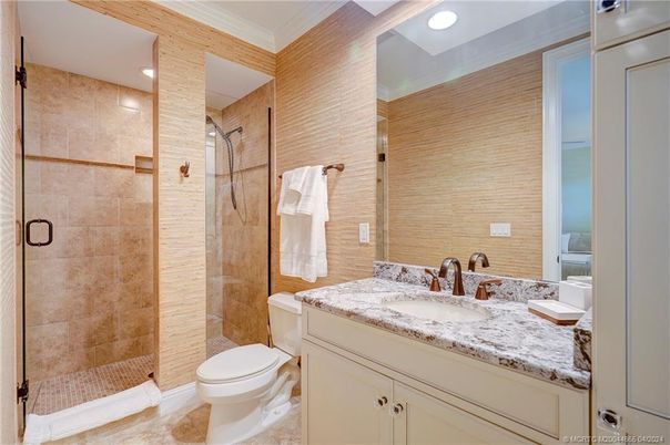 Bathroom, Glass Shower, Interior, Recessed Lighting