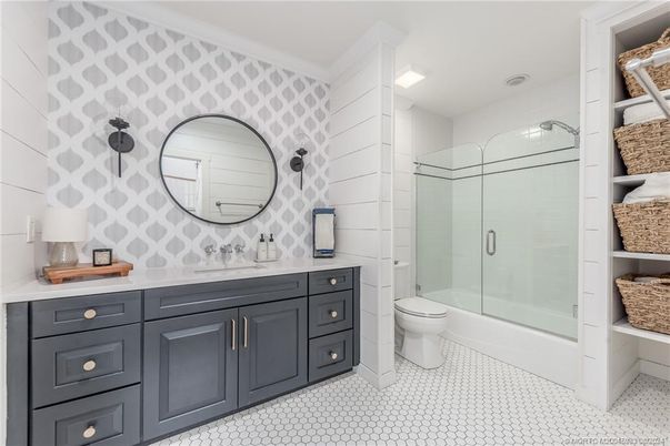 Bathroom, Glass Shower, Interior, Recessed Lighting