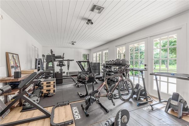 Fitness Equipment, Gym, Interior, Wood Texture Flooring