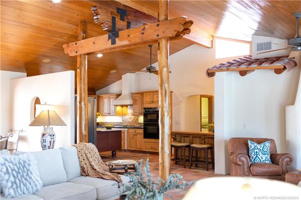Interior, Kitchen, Living room, Stainless Steel Appliances, Wooden Beams, Wooden Ceilings, Wood Texture Flooring