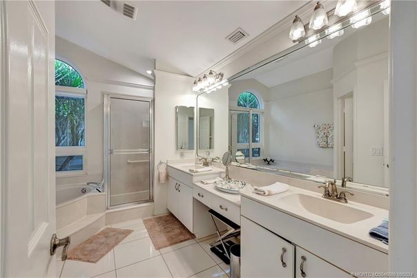 Bathroom, Dual Sink Vanities, Glass Shower, Interior