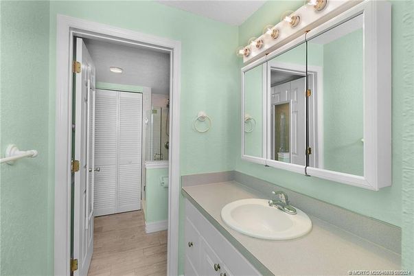 Bathroom, Interior, Recessed Lighting, Wood Texture Flooring