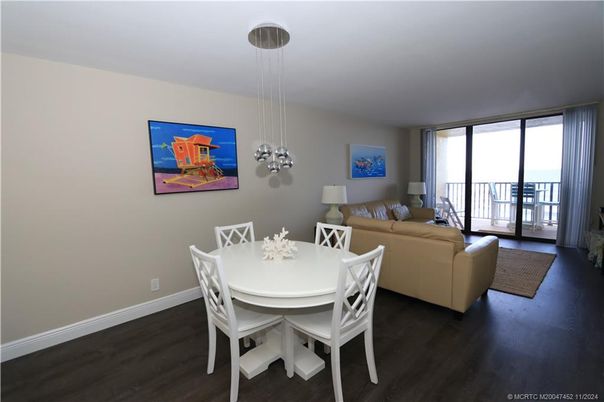 Dining room, Interior, Living room, Pendant Lights, Wood Texture Flooring