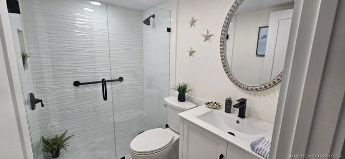 Bathroom, Glass Shower, Interior, Recessed Lighting