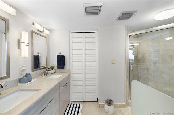 Bathroom, Dual Sink Vanities, Glass Shower, Interior