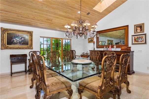 Chandelier, Dining room, Interior, Wooden Ceilings