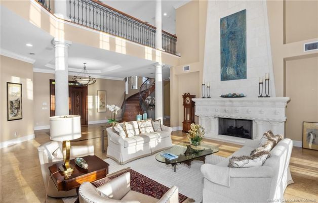 Fireplace, Interior, Living room, Pendant Lights, Recessed Lighting, Wood Texture Flooring