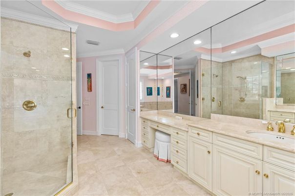 Bathroom, Dual Sink Vanities, Glass Shower, Interior, Recessed Lighting