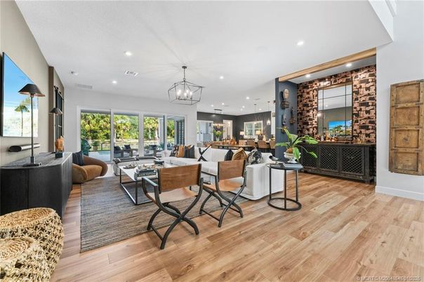 Dining room, Interior, Kitchen, Living room, Pendant Lights, Recessed Lighting, Wood Texture Flooring