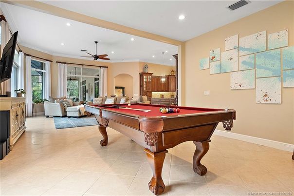 Billiard Table, Game Room, Interior, Living room, Pendant Lights, Recessed Lighting