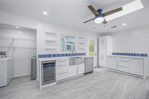 Interior, Kitchen, Recessed Lighting, Wood Texture Flooring