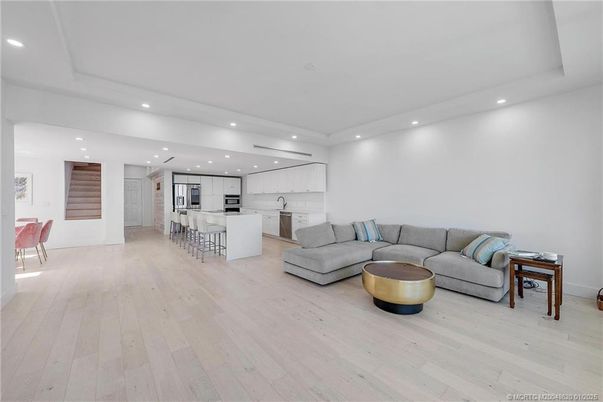 Interior, Kitchen, Living room, Recessed Lighting, Wood Texture Flooring