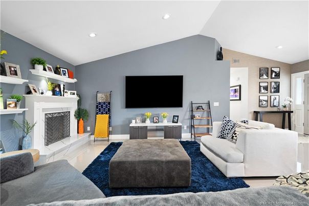 Fireplace, Interior, Living room, Recessed Lighting