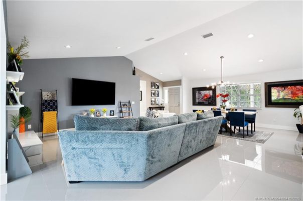 Dining room, Fireplace, Interior, Living room, Pendant Lights, Recessed Lighting