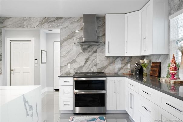 Interior, Kitchen, Marble Walls, Stainless Steel Appliances