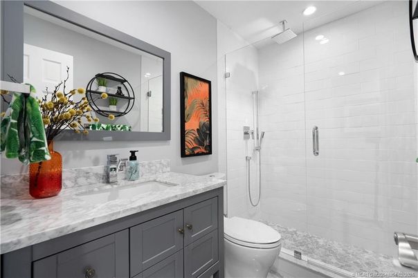 Bathroom, Glass Shower, Interior, Recessed Lighting