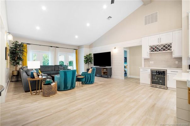 Interior, Living room, Recessed Lighting, Wood Texture Flooring