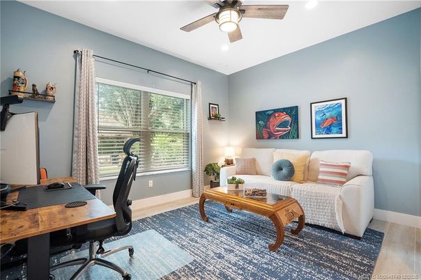Home Office, Interior, Recessed Lighting, Wood Texture Flooring