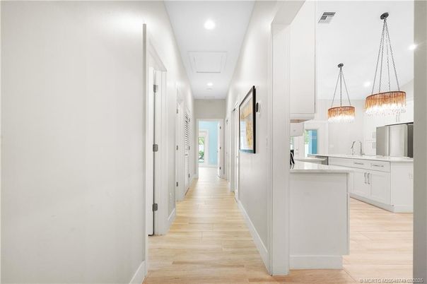 Interior, Kitchen, Pendant Lights, Recessed Lighting, Wood Texture Flooring