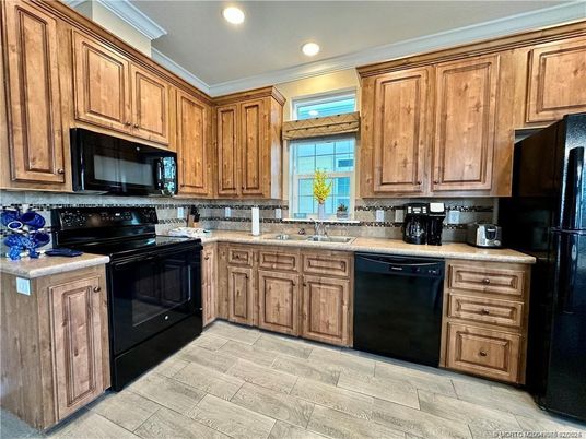 Interior, Kitchen, Recessed Lighting, Wood Texture Flooring