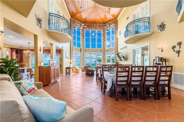 Chandelier, Dining room, Interior, Living room, Recessed Lighting, Wooden Ceilings
