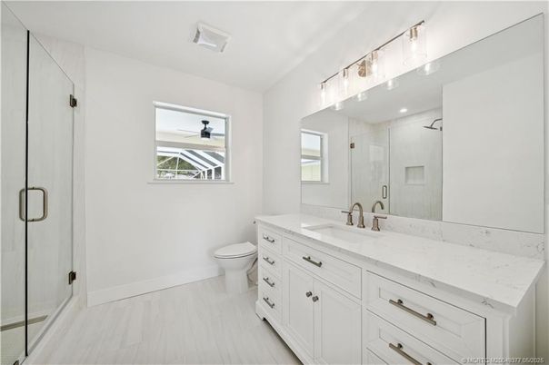 Bathroom, Dual Sink Vanities, Glass Shower, Interior
