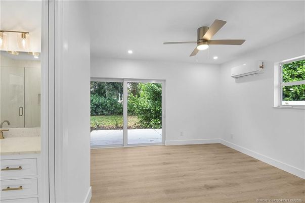 Bathroom, Empty room, Interior, Recessed Lighting, Wood Texture Flooring