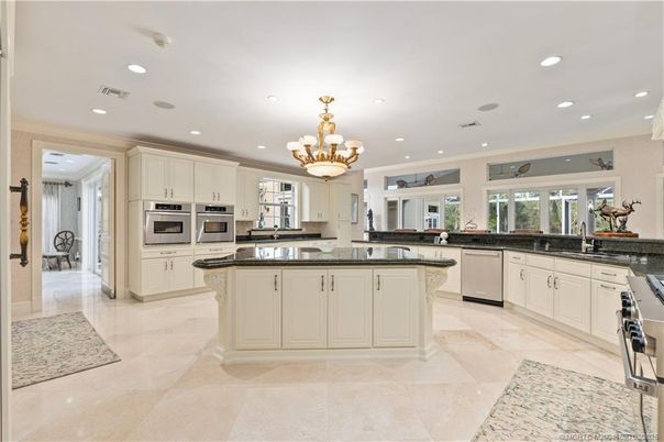 Chandelier, Interior, Kitchen, Recessed Lighting, Stainless Steel Appliances