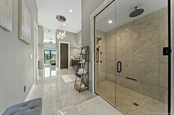 Bathroom, Glass Shower, Interior, Pendant Lights, Recessed Lighting