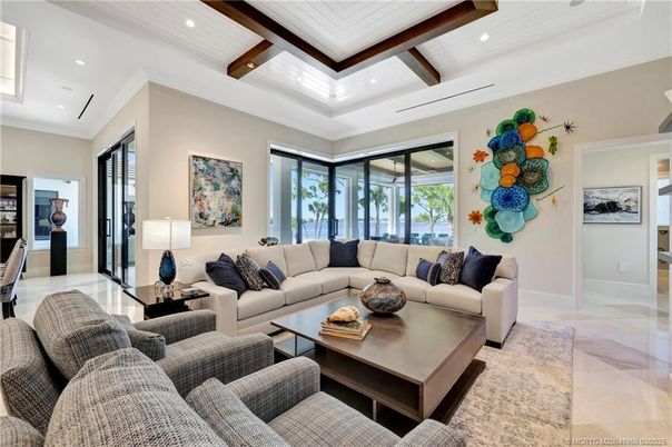 Interior, Living room, Recessed Lighting, Wooden Beams