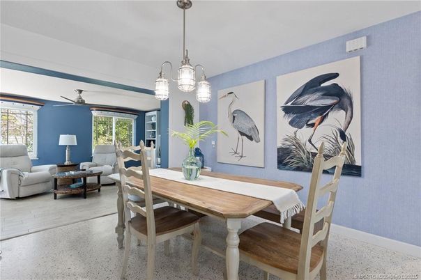 Dining room, Interior, Living room, Pendant Lights, Wood Texture Flooring