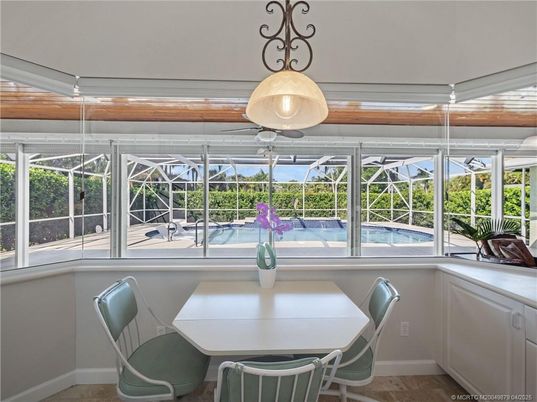 Dining room, Interior, Sun Room, Wood Texture Flooring
