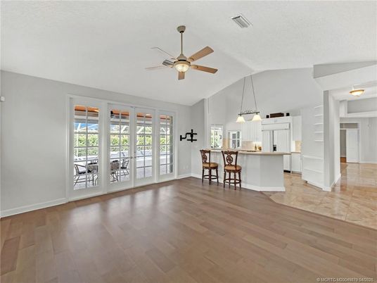 Interior, Kitchen, Pendant Lights, Wood Texture Flooring