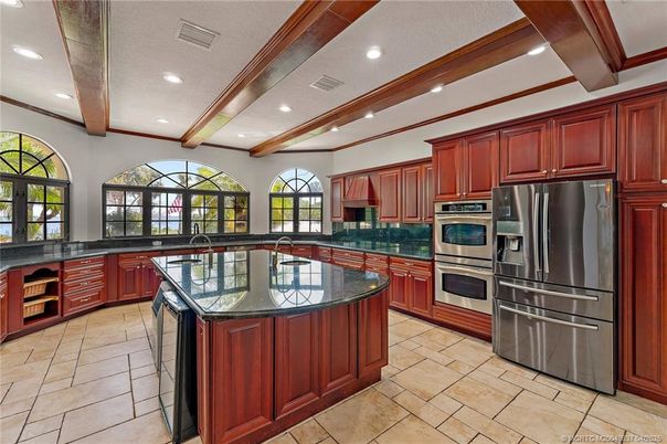 Interior, Kitchen, Recessed Lighting, Stainless Steel Appliances, Wooden Beams