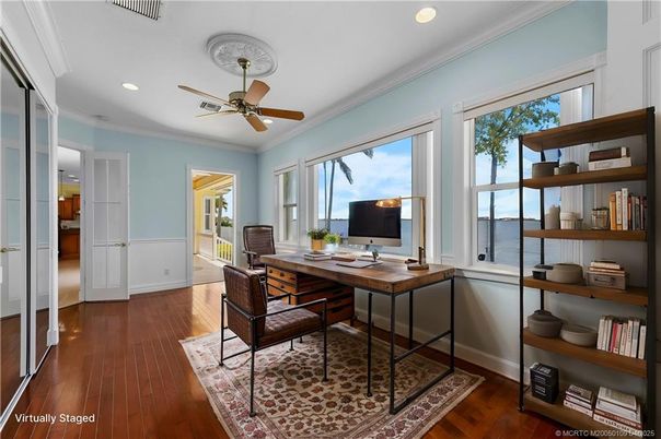 Home Office, Interior, Recessed Lighting, Wood Texture Flooring