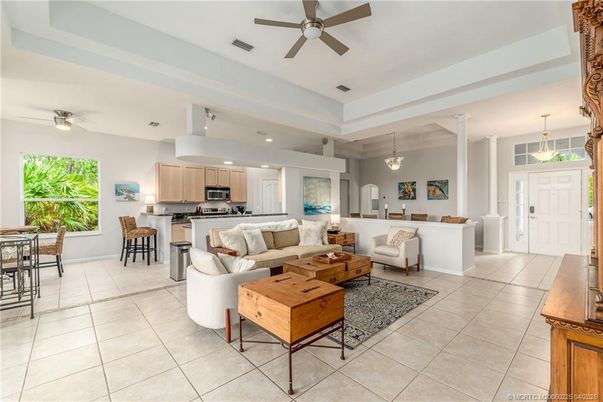 Dining room, Interior, Kitchen, Living room, Pendant Lights, Recessed Lighting, Stainless Steel Appliances