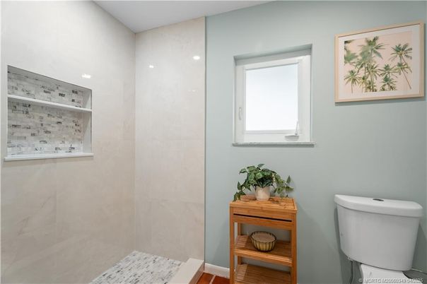 Bathroom, Interior, Recessed Lighting, Wood Texture Flooring