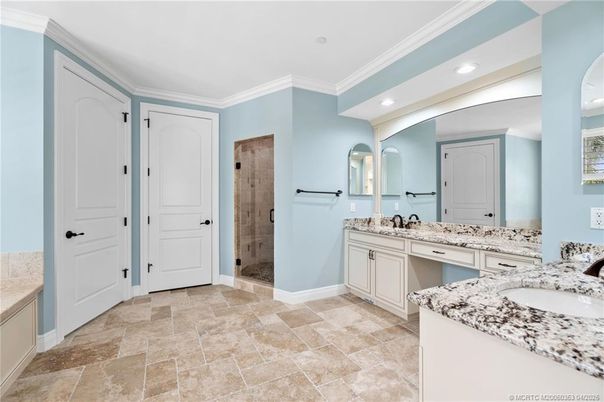 Bathroom, Dual Sink Vanities, Glass Shower, Interior, Recessed Lighting