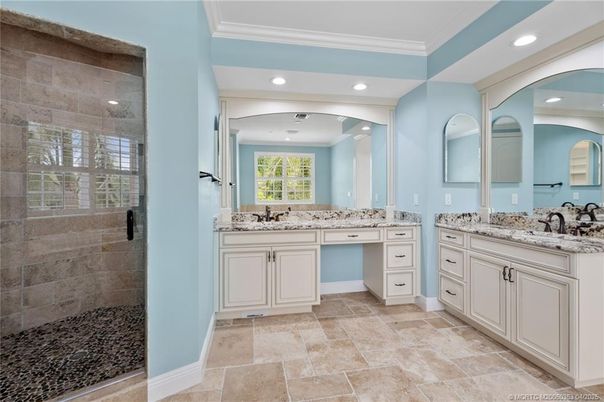 Bathroom, Dual Sink Vanities, Glass Shower, Interior, Recessed Lighting