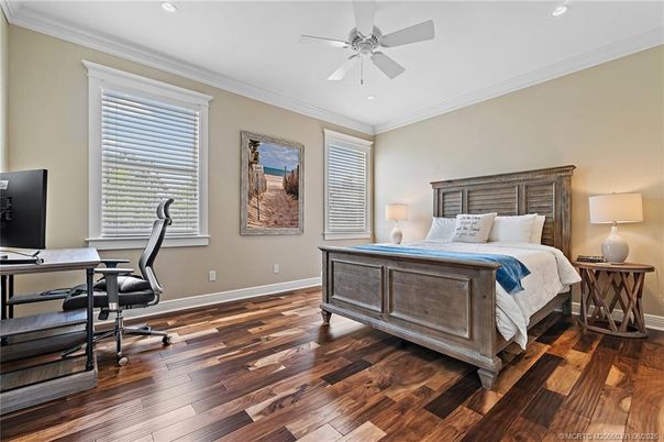 Bedroom, Home Office, Interior, Recessed Lighting, Wood Texture Flooring