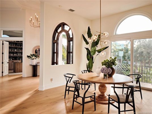 Chandelier, Dining room, Interior, Pendant Lights, Wood Texture Flooring