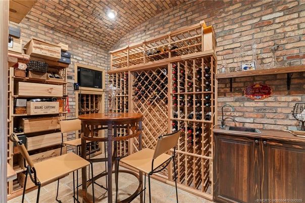 Interior, Recessed Lighting, Stone Walls, Wine Storage