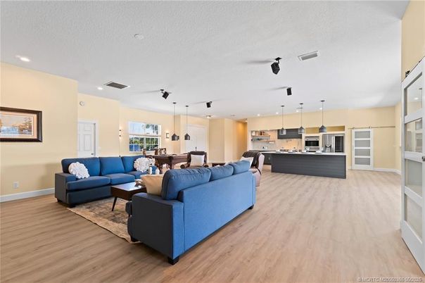 Dining room, Interior, Kitchen, Living room, Pendant Lights, Recessed Lighting, Wood Texture Flooring