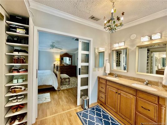 Bathroom, Bedroom, Chandelier, Interior, Wood Texture Flooring