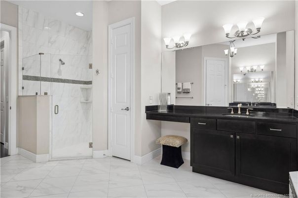 Bathroom, Glass Shower, Interior, Marble, Marble Walls, Recessed Lighting
