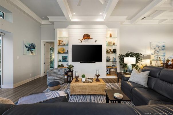 Interior, Living room, Recessed Lighting, Wood Texture Flooring