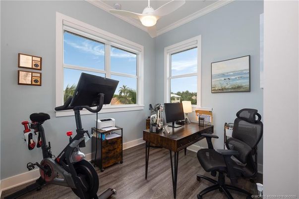 Fitness Equipment, Home Office, Interior, Wood Texture Flooring